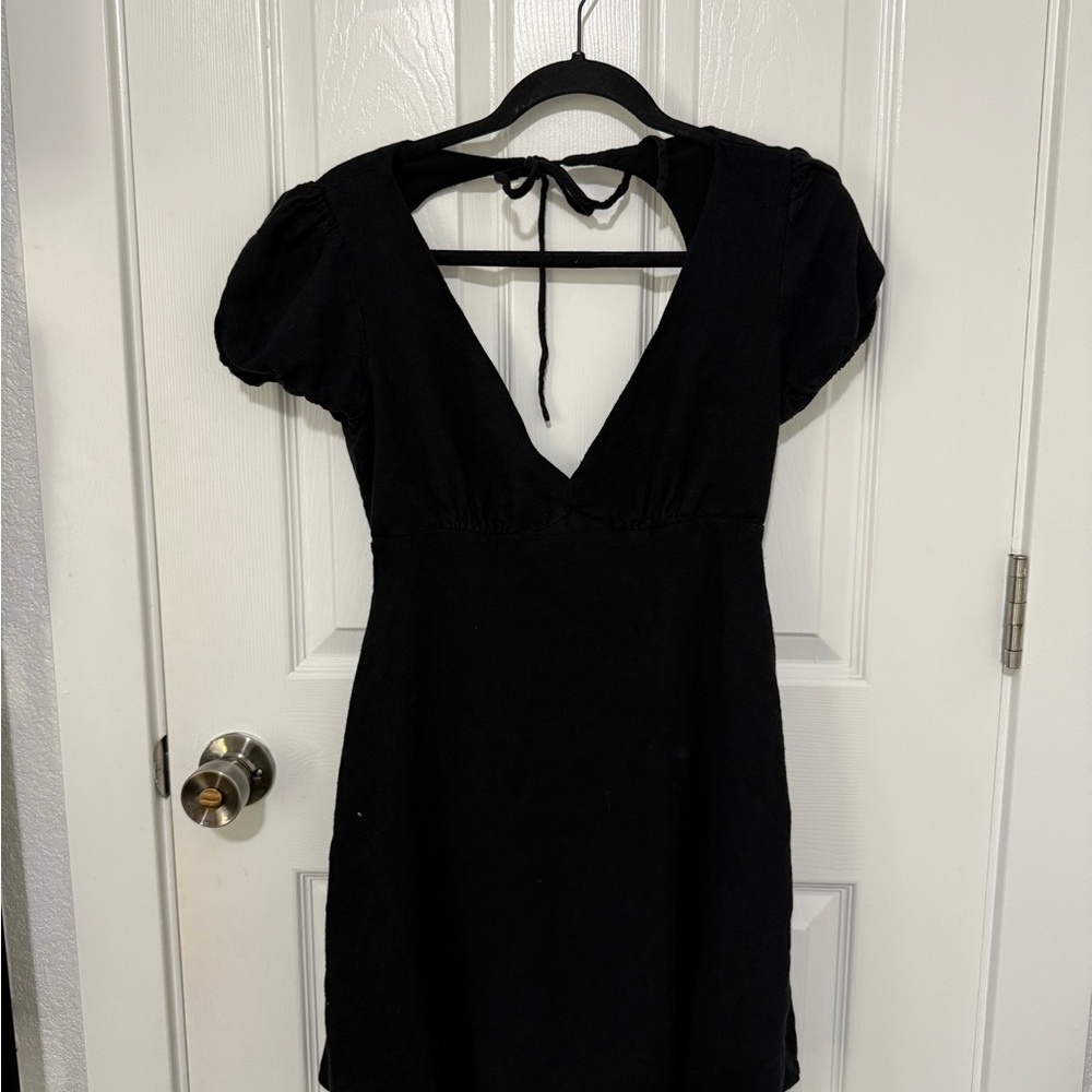 Princess Polly Black Puff Sleeve Babydoll Dress